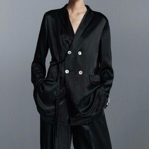 Zara Black Satin Blazer
